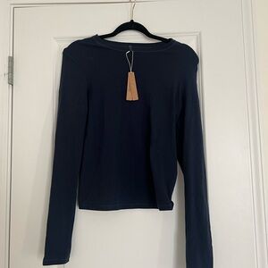 Skims Navy Cotton Jersey Long-Sleeve